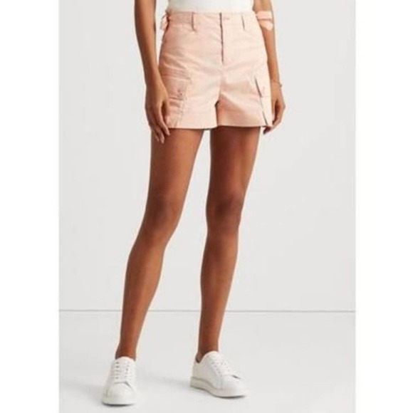 NWT Ralph Lauren Twill Cargo Chino Cotton Stretch Shorts Pale Pastel Pink SZ 10 - Picture 2 of 10